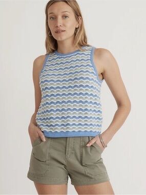 Marine Layer Striped Sweater Tank Blue and Green XS